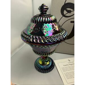 FENTON CARNIVAL COMPORT ART GLASS 2002 LE #14 family sig. FRANK M.  FENTON with